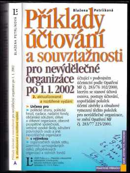 Blažena Petrlíková: Příklady účtování a souvztažnosti pro nevýdělečné organizace po 1.1.2002