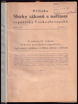 Příloha - Sbírky zákonů a nařízení republiky Československé - ročník 1947