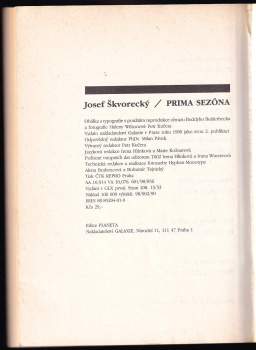 Josef Škvorecký: Prima sezóna