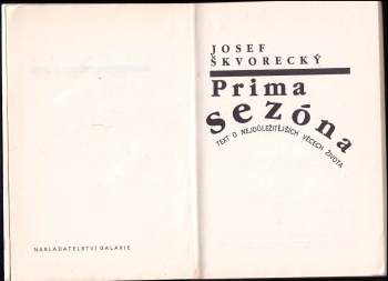 Josef Škvorecký: Prima sezóna