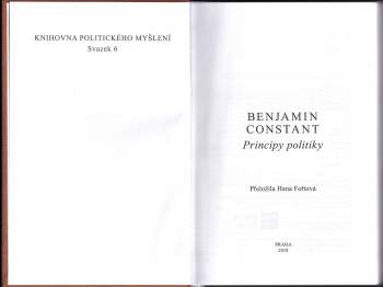 Benjamin Constant: Principy politiky