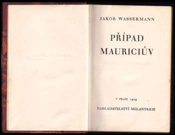 Jakob Wassermann: Případ Mauriciův