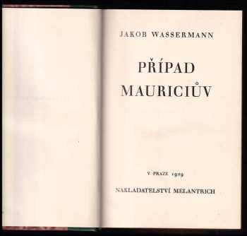 Jakob Wassermann: Případ Mauriciův