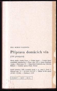 Boris Valenta: Příprava domácích vín
