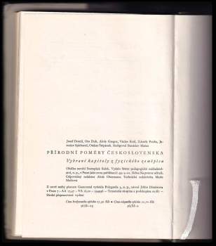 Josef Dostál: Přírodní poměry Československa