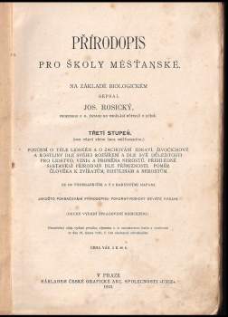 Josef Rosický: Přírodopis pro školy měšťanské na základě biologickém