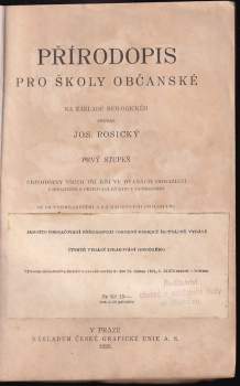 Josef Rosický: Přírodopis pro školy měšťanské na základě biologickém