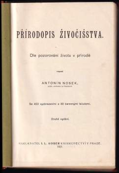 Antonín Nosek: Přírodopis živočišstva pro nižší třídy středních škol