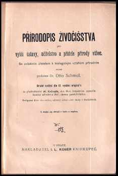 Otto Schmeil: Přírodopis živočišstva pro vyšší ústavy, učitelstvo a přátele přírody vůbec