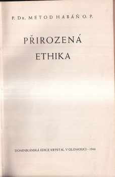 Metoděj Habáň: Přirozená ethika