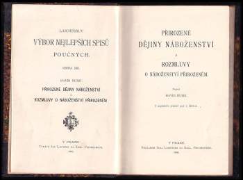 David Hume: Přirozené dějiny náboženství ; a Rozmluvy o náboženství přirozeném