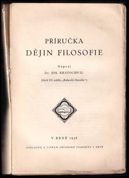 Josef Kratochvíl: Příručka dějin filosofie