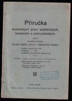 Příručka technických prací asfalterských, isolačních a pokryvačských
