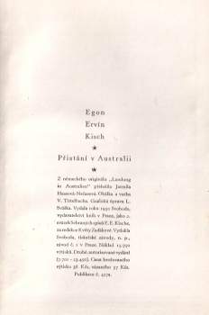 Egon Erwin Kisch: Přistání v Austrálii