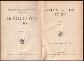Jan Blahoslav Kozák: Přítomný stav etiky
