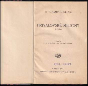 Dmitrij Narkisovič Mamin-Sibirjak: Privalovské miliony