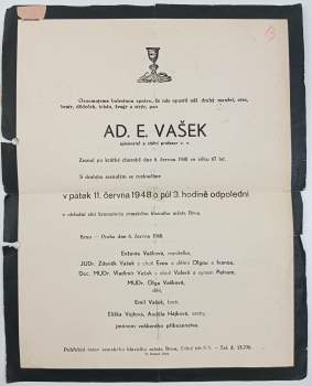 Adolf Emil Vašek: Profesor Antonín Vašek