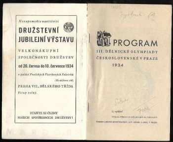 Program III. Dělnické Olympiady československé v Praze 1.-8. července 1934