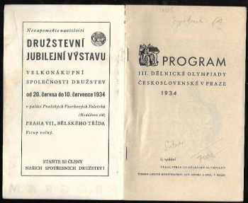 Program III. Dělnické Olympiady československé v Praze [1.-8. července] 1934