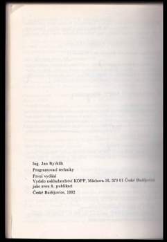 Jan Rychlík: Programovací techniky