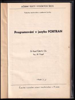 Jiří Vogel: Programování v jazyku FORTRAN