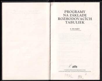 Edward Humby: Programy na základe rozhodovacích tabuliek