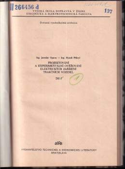 Jaroslav Opava: Projektování a experimentální ověřování elektrických zařízení trakčních vozidel