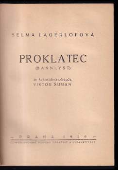 Selma Lagerlöf: Proklatec