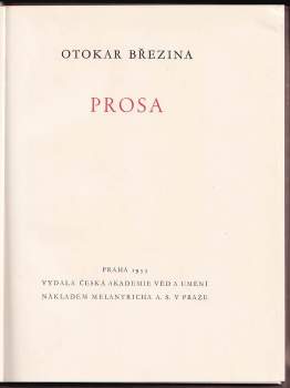 Otokar Březina: Prosa