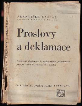 František Kašpar: Proslovy a deklamace