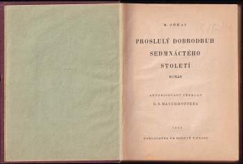 Mór Jókai: Proslulý dobrodruh sedmnáctého století