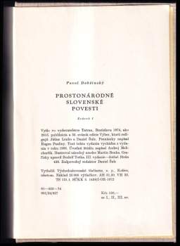 Pavol Dobšinský: Prostonárodné slovenské povesti