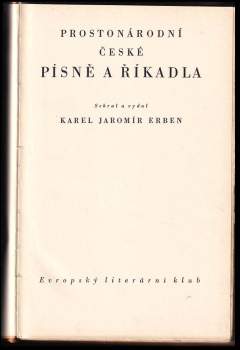 Karel Jaromír Erben: Prostonárodní české písně a říkadla