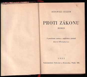 Ridgwell Cullum: Proti zákonu - román