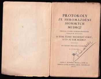Sergej Aleksandrovič Nilus: Protokoly ze shromáždění Sionských mudrců