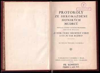 Sergej Aleksandrovič Nilus: Protokoly ze shromáždění Sionských mudrců