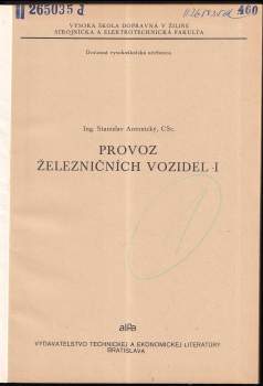 Stanislav Antonický: Provoz železničních vozidel