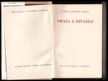 Karel Jaromír Erben: Próza a divadlo