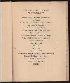 Guillaume Apollinaire: Prsy Tiresiovy