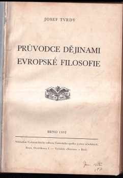 Josef Tvrdý: Průvodce dějinami evropské filosofie
