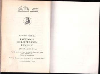 František Hrdlička: Průvodce po literárním řemesle