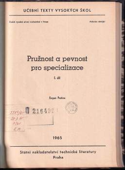 Eugen Pešina: Pružnost a pevnost pro specializace