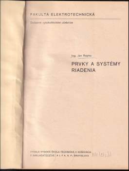 Ján Repko: Prvky a systémy riadenia