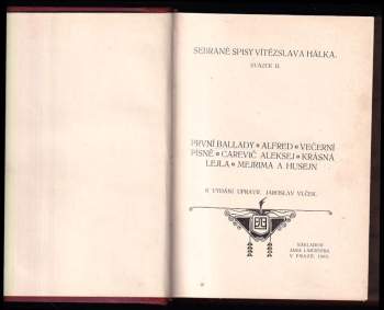 Vítězslav Hálek: První ballady ; Alfred ; Večerní písně ; Carevič Aleksej ; Krásná Lejla ; Mejrima a Husejn