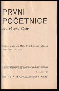 Emanuel Vlasák: První početnice pro obecné školy