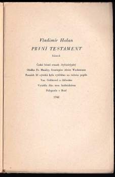 Vladimír Holan: První testament