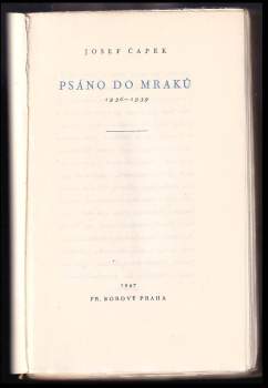 Josef Čapek: Psáno do mraků