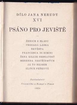 Jan Neruda: Psáno pro jeviště