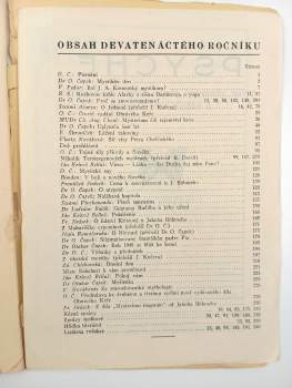 Otakar Čapek: Psyche, NEKOMPLETNÍ ROČNÍK XIX.