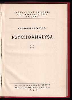 Rudolf Souček: Psychoanalysa